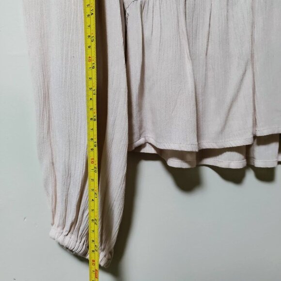 Coco + Jaimeson Twee Whimsy Prairie Gauzy Pintuck Peplum Top Rose Pink Womens M - Picture 7 of 9
